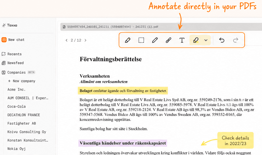 Taxxa annotations - product update