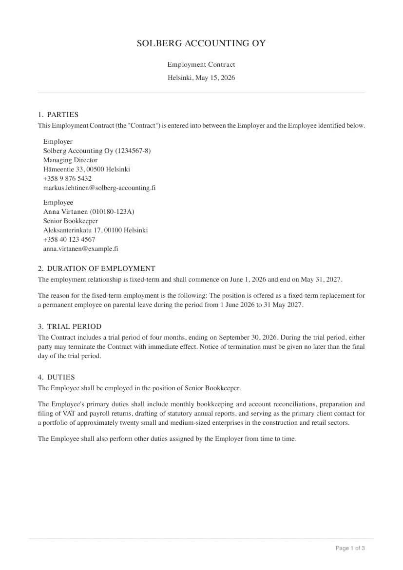 Employment contract